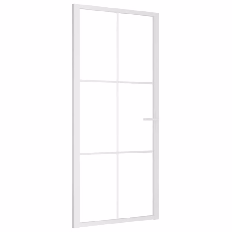 Porta Interna 93x201,5 cm Bianca in Vetro ESG e Alluminio