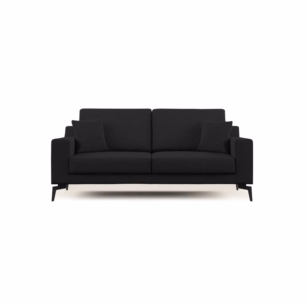 Divano moderno Prestige Divani.Store in tessuto nero con cuscini inclusi e coperture rimovibili L: 186 cm – 2