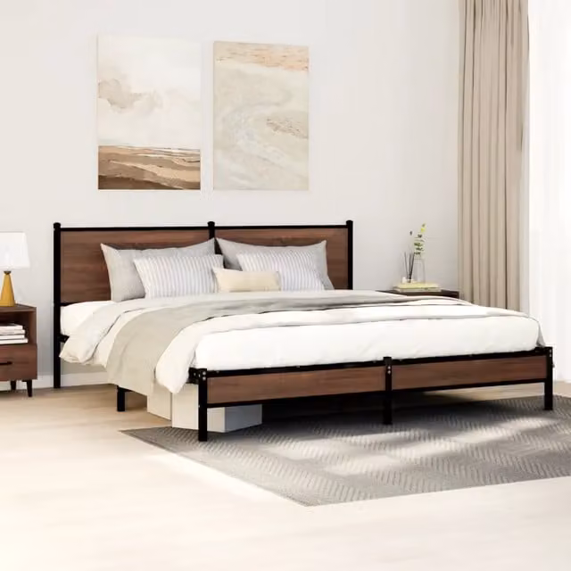 Letto senza materasso in metallo vidaXL colore marrone L/P/H: 180 x 200 x 91,5 cm