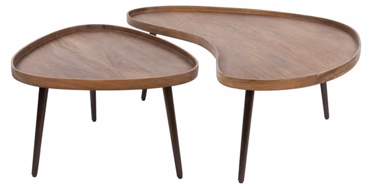Tavolino FURNLUX in acacia intagliata e nero 103 cm (2 pezzi) / Colore principale: marrone / Dimensioni: 103 x 37 x 55 cm