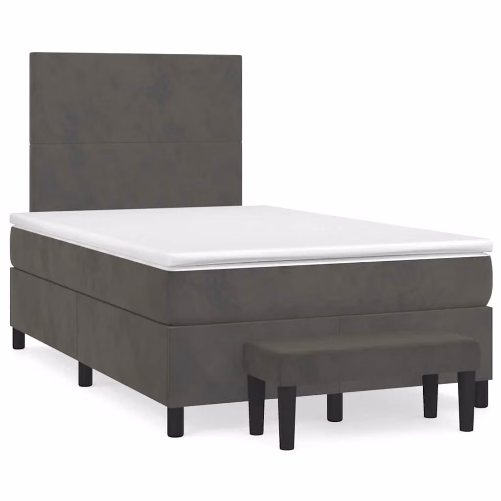 Giroletto a Molle con Materasso Ibrido vidaXL in Velluto Grigio e Bianco L/P/H: 120 x 200 cm