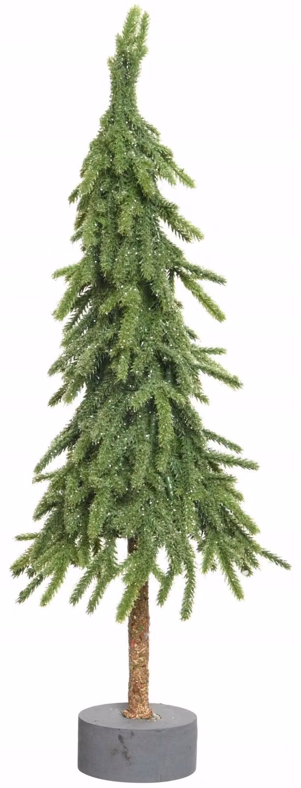 Abete artificiale con glitter e base in cemento 45 cm verde
