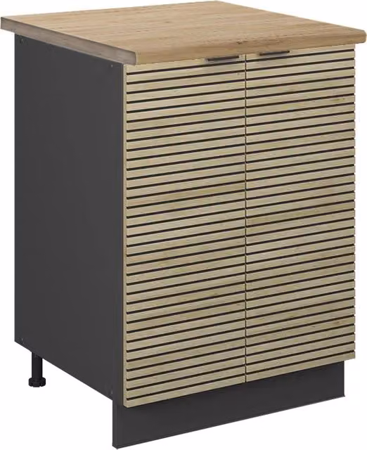 Mobiletto base cucina Vicco Fame-Line in quercia e antracite, L: 60 cm, H: 82 cm