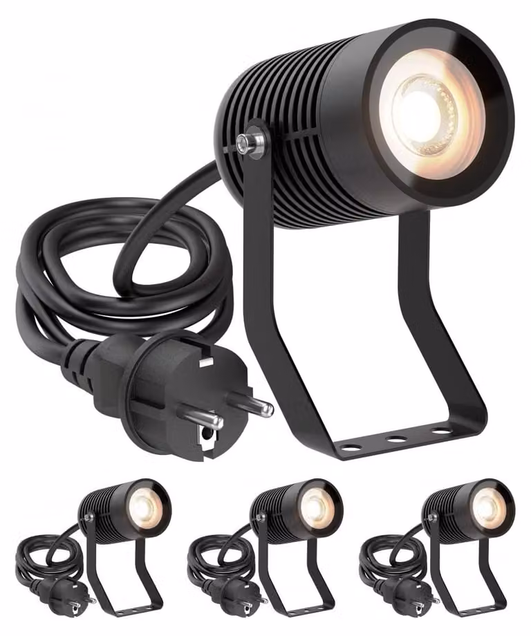 Set di 4 faretti da esterno SHINGA, grado di protezione IP65, attacco GU10, colore nero, cavo da 1 metro