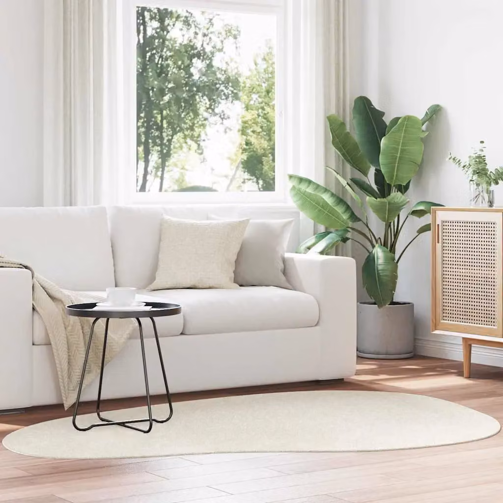 Tappeto moderno vidaXL HUARTE beige in poliestere, lavabile e antiscivolo, L 140 x P 200 cm