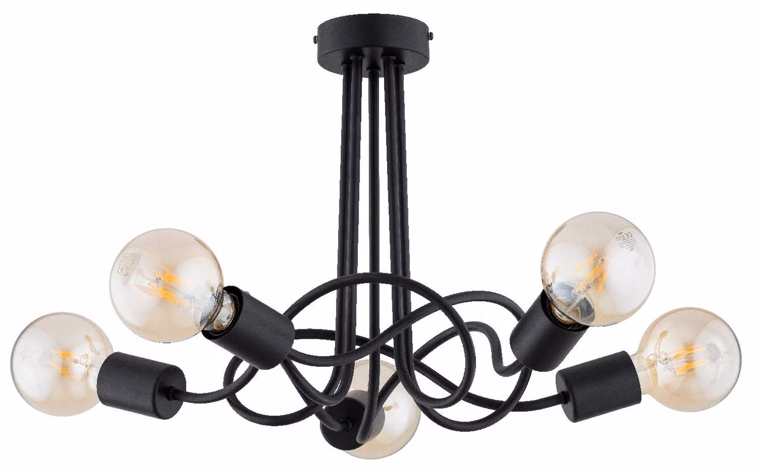 Lampada da soffitto WINGO nera 5xE27x15W in metallo, dimensioni: 36x51x51 cm, IP20, Alfa