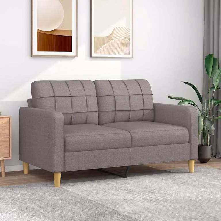 Divano a 2 posti moderno vidaXL in tessuto beige e grigio con struttura in metallo per il tuo soggiorno