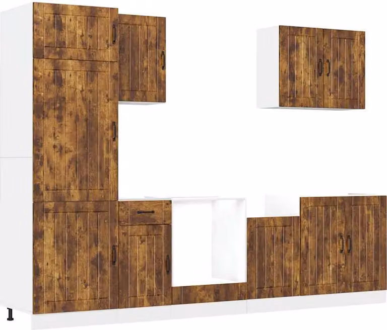 Set Mobili da Cucina 7 pz Lucca Rovere Fumo Legno Multistrato