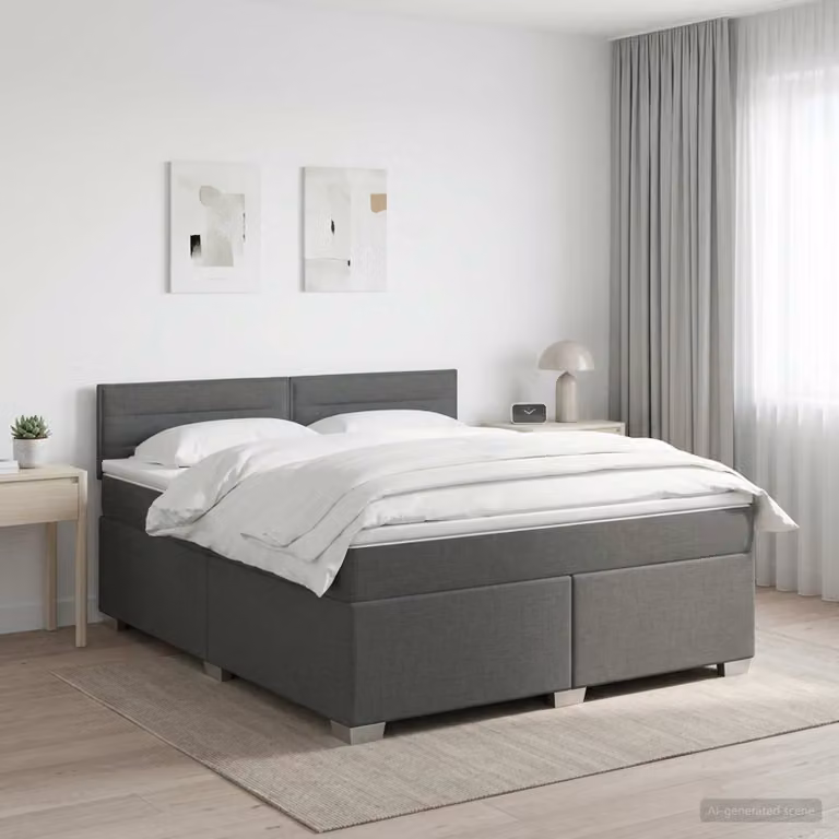 Letto box spring con materasso ibrido vidaXL Grigio e Bianco L/P: 160 x 200 cm