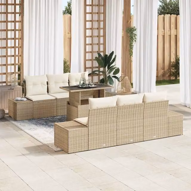 Set Divano da Giardino 7 pz Beige e Crema 3357844