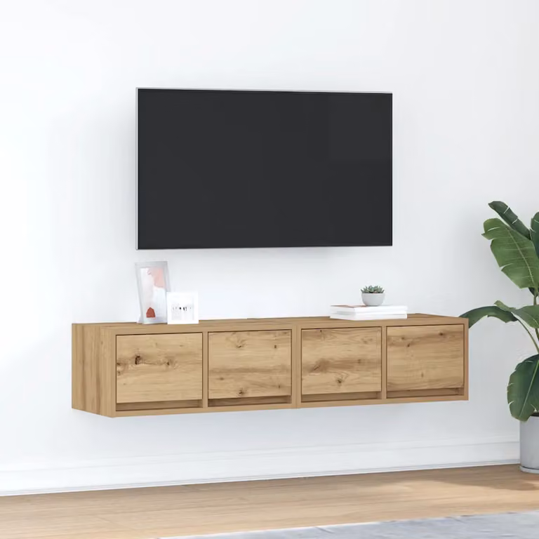 Set di 2 Mobili Porta TV da Parete vidaXL in Rovere Marrone Moderno L 60 cm, P 31 cm, H 25,5 cm