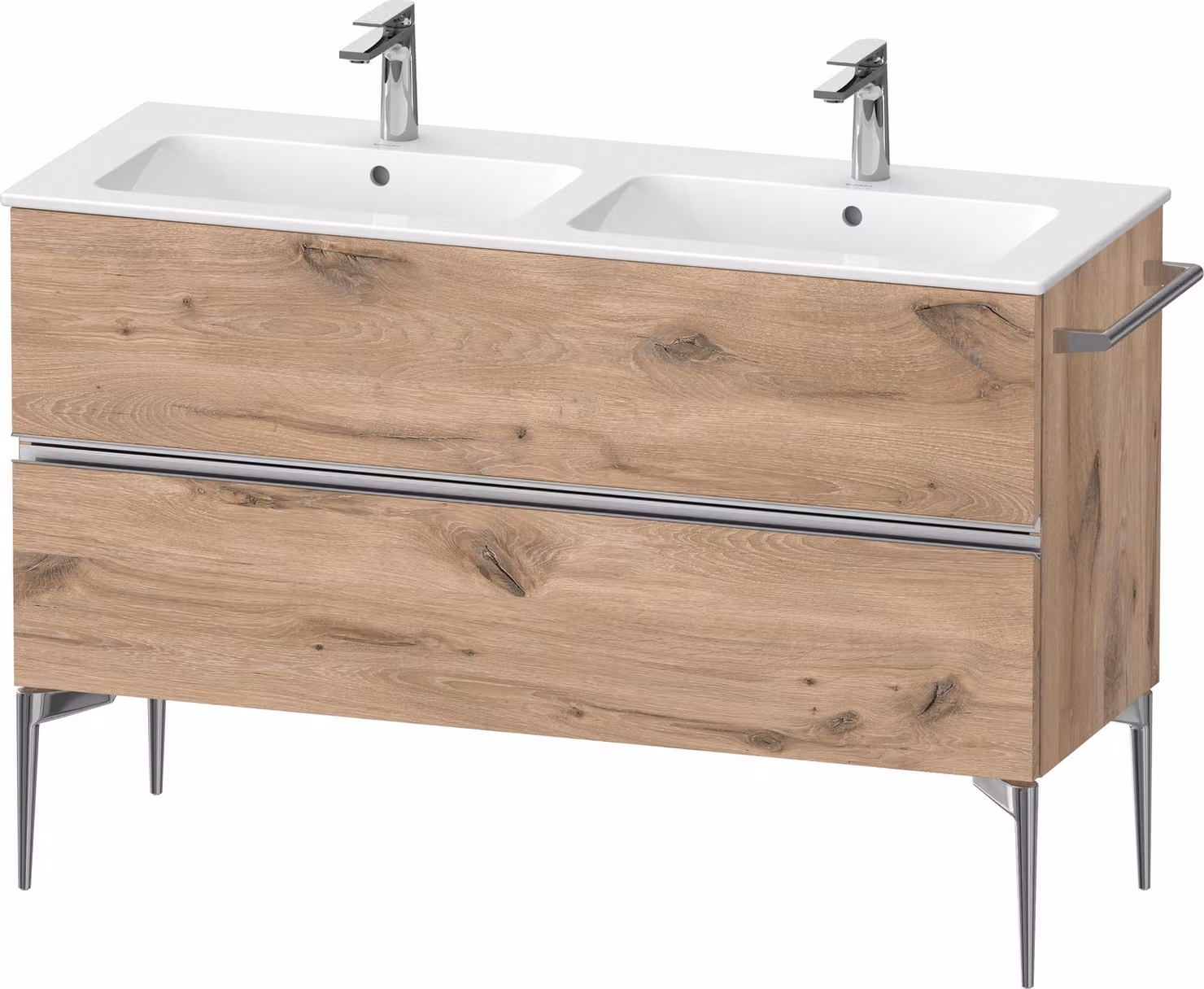 Duravit Sivida bâti-support pour lavabo, 2 tiroirs, poignée profilée chromée, 1280x477x591mm, pour ME by Starck, SV4647010550000, SV4647010550000