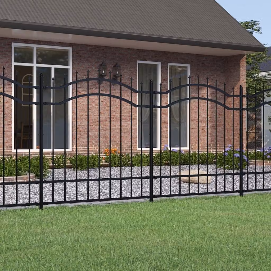 Maison Exclusive - Recinzione da giardino con punta a lancia nera 239x125 cm in acciaio verniciato a polvere