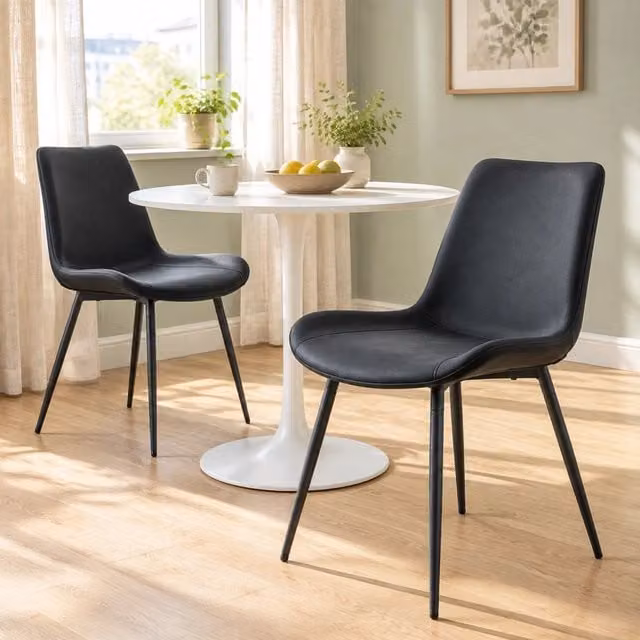 Set di 4 sedie da pranzo nere - seduta ampia e schienale ergonomico