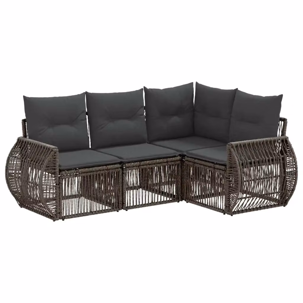 Set Divano da Giardino a L vidaXL in Polyrattan Grigio e Antracite con Cuscini – 2