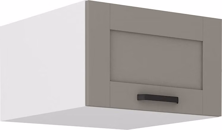 Armadietto superiore profondo con anta a battente LAILI - larghezza 60 cm, grigio chiaro / bianco