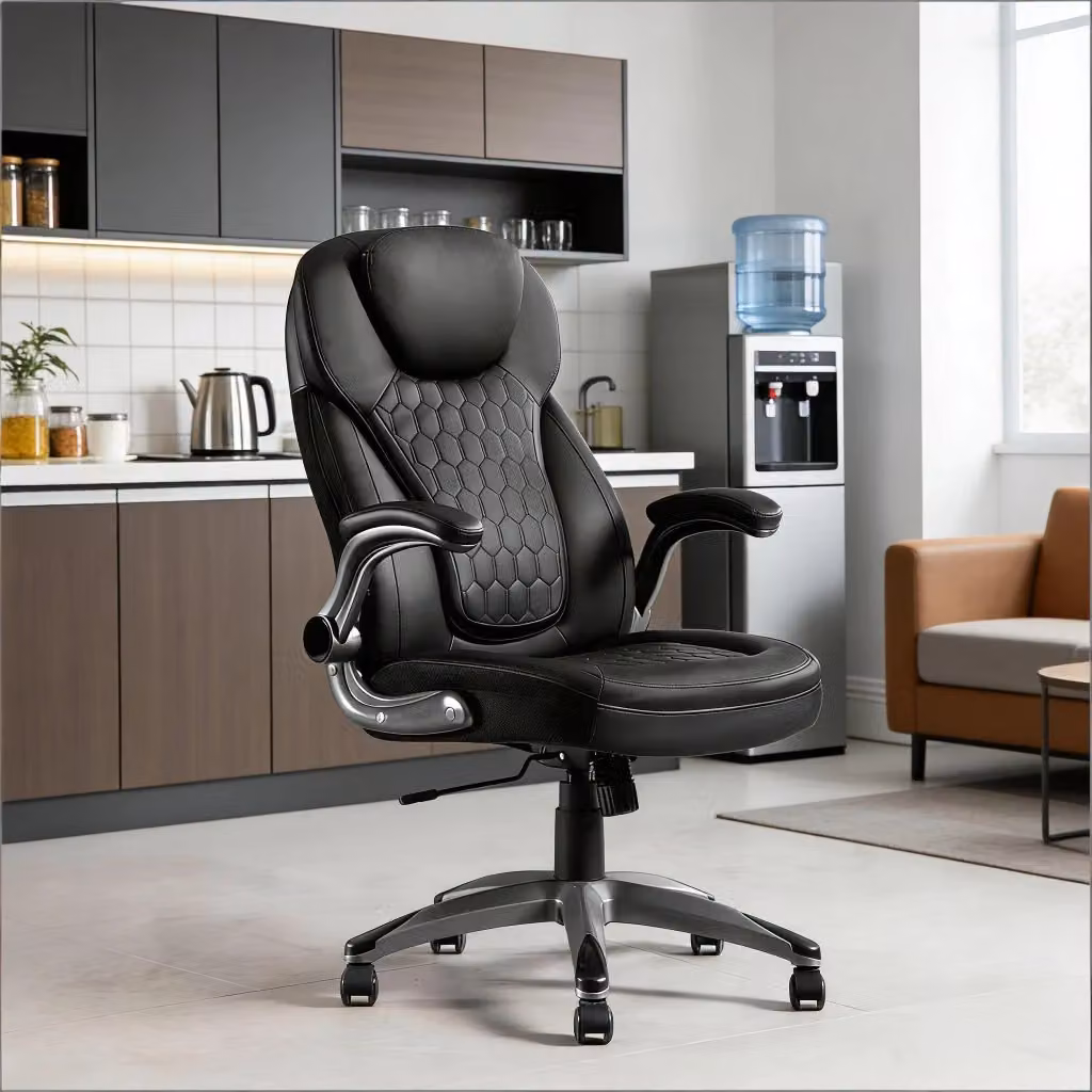 Sedia da ufficio executive REDOM nera con schienale alto e poggiatesta L 67,5 x P 73 x H 120 cm – 2