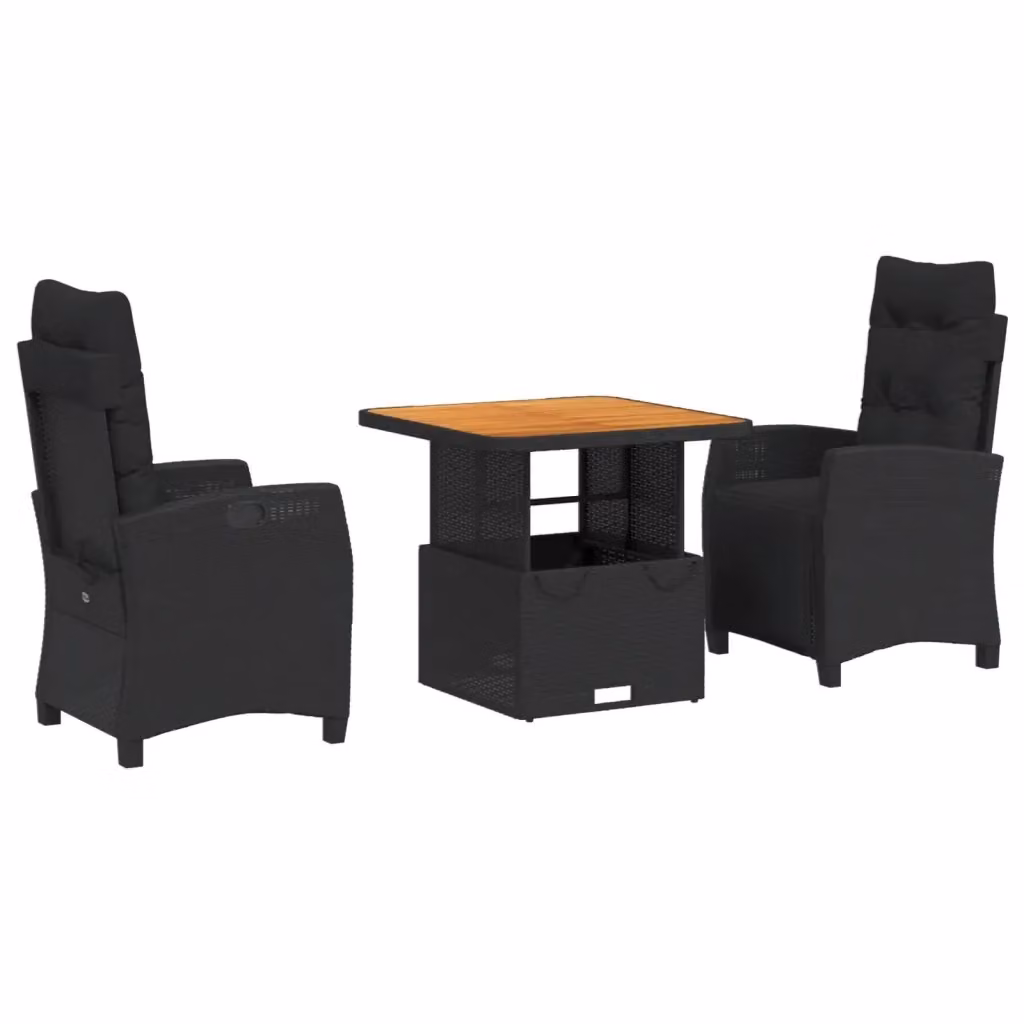 Set da pranzo da giardino vidaXL in legno di acacia oliato con meccanismo regolabile in altezza, 3 pezzi, marrone e nero – 2