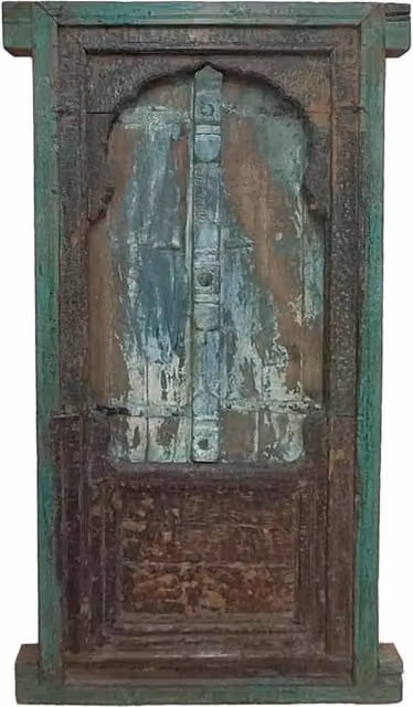 Finestra in legno e metallo WANDERLUST DECO con finitura artigianale blu, L: 80 cm, P: 10 cm, H: 153 cm