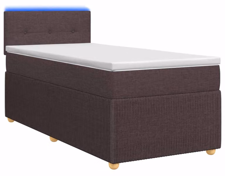 Letto a molle con materasso marrone scuro 90 x 200 cm in tessuto