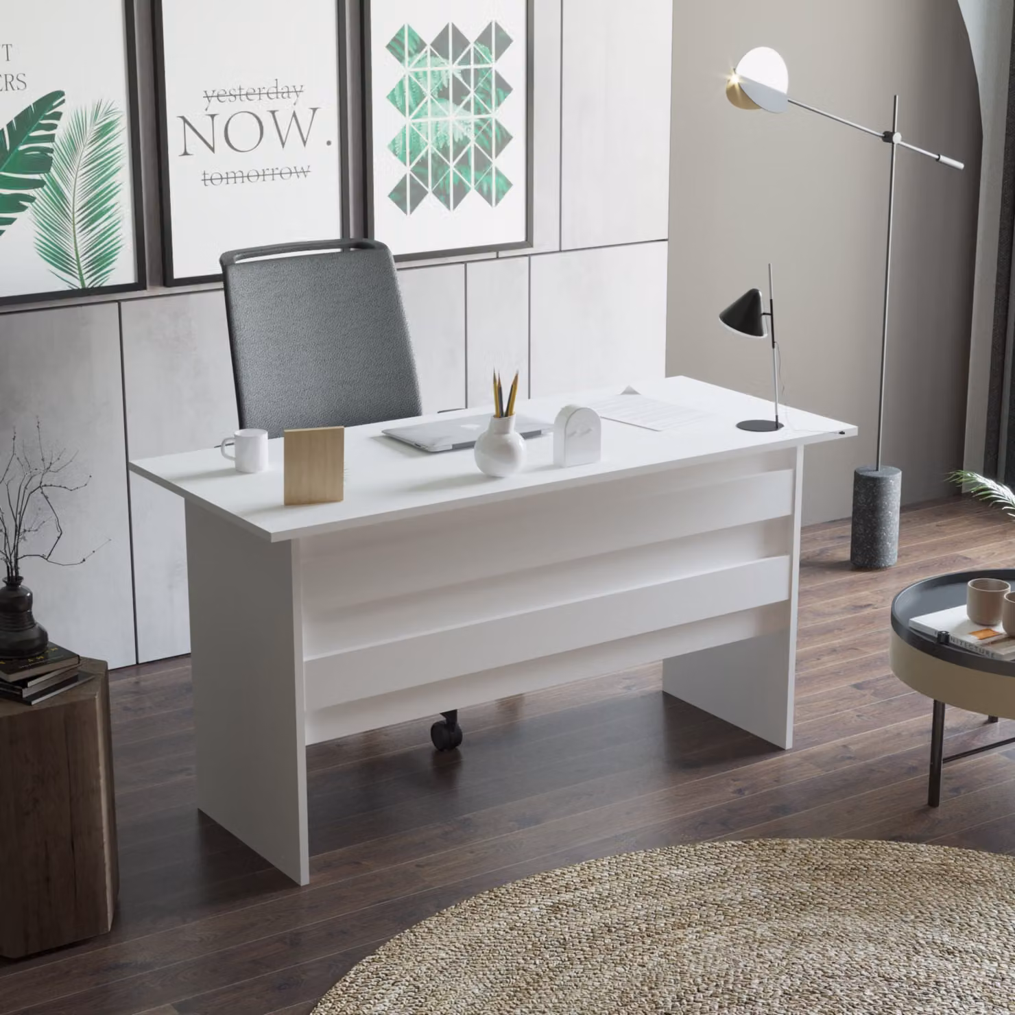 Skye Decor, Vo1-W, scrivania, 100 % MELAMINE COATED SLIPBOARD, bianco, 140 x 60 x 73,8 cm