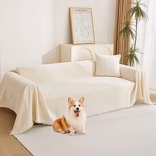 MYSKY HOME Protezione antigraffio per divano, copridivano 1/2/3/4 posti, copridivano, copridivano, per animali domestici, capelli, cani, gatti, graffi, divani, 180 x 340 cm, beige