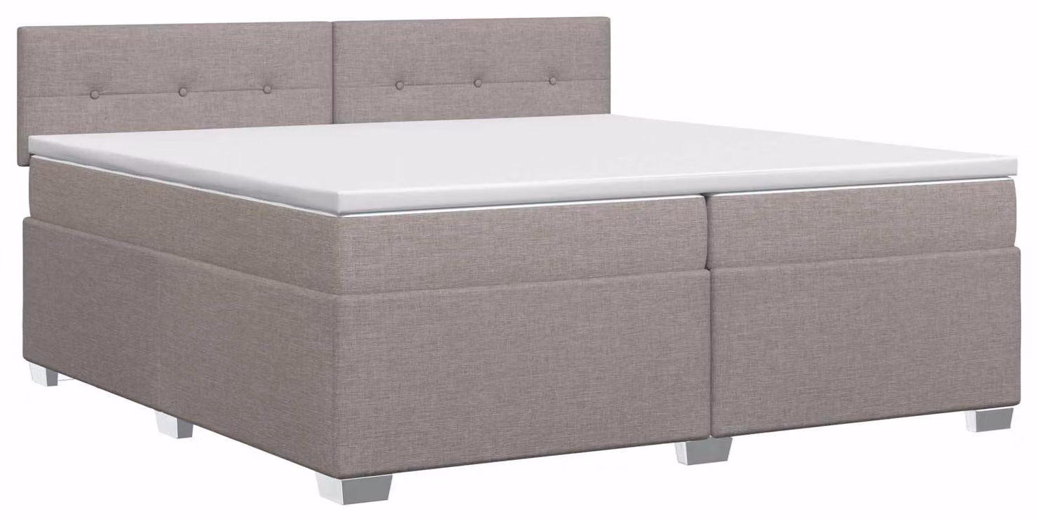 Letto a molle con materasso Taupe 200 x 200 cm in tessuto
