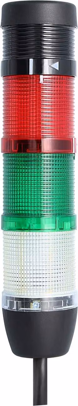 Colonna segnaletica STEX24 bianca-verde-rossa, 50 mm, 24 V CA/CC, luce LED fissa con cicalino, cavo da 10,0 metri, SS50-B3/24 168