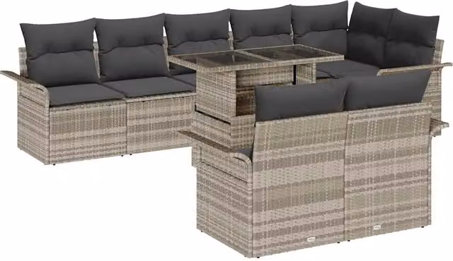 Set Divano da Giardino 9 pz Grigio chiaro 3357045