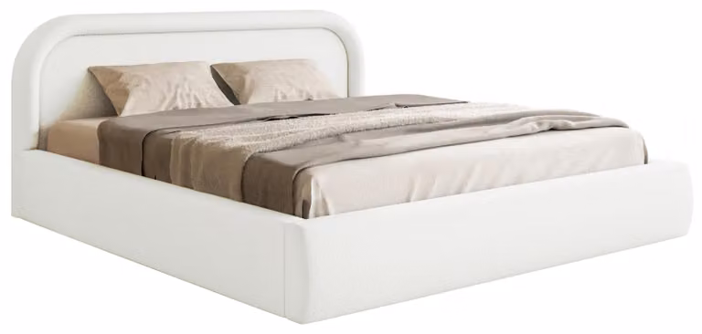 Selsey RUVI - Letto imbottito con rete a doghe e spazio contenitore, color crema, 160x200 cm