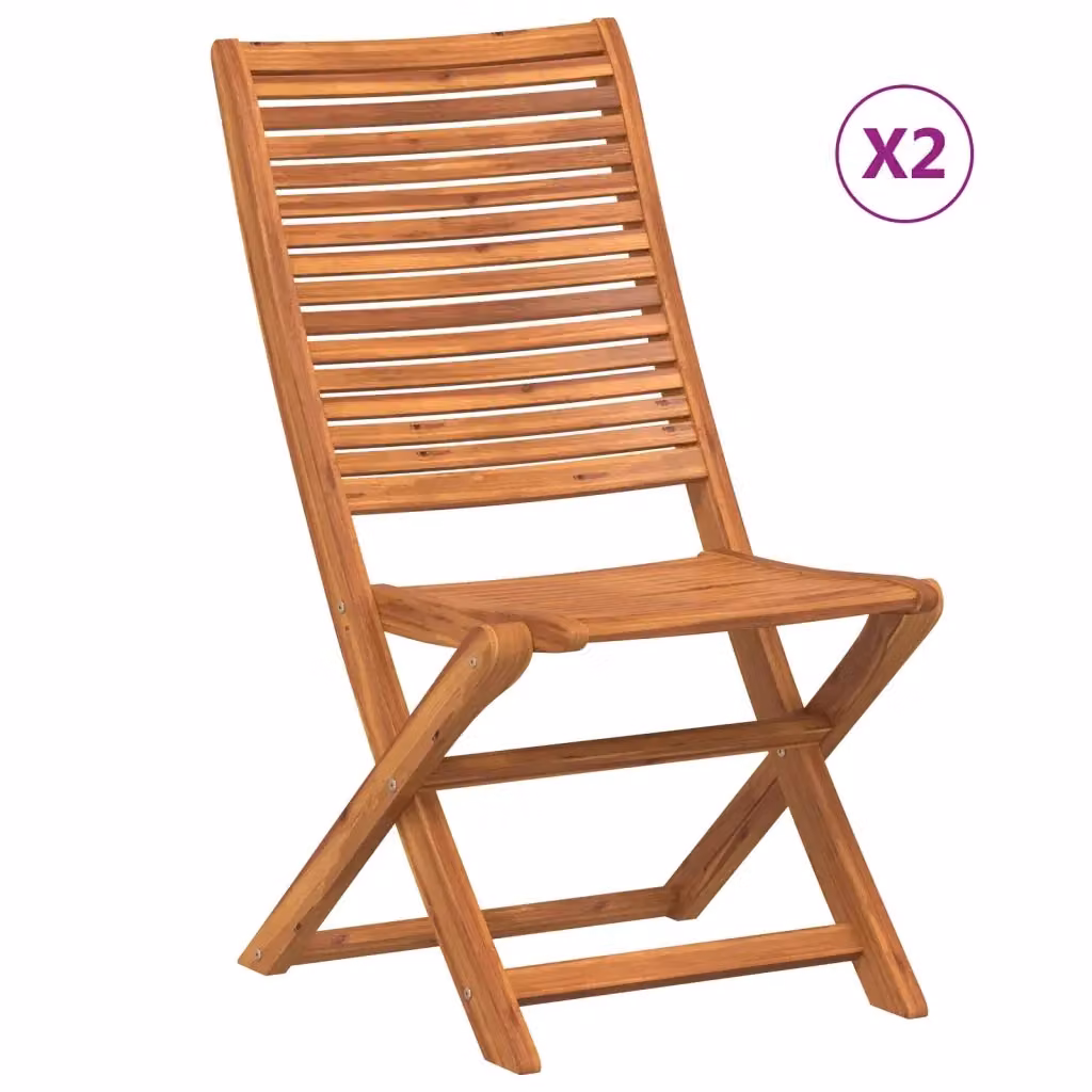 Set di 2 sedie pieghevoli vidaXL in legno di acacia oliato marrone per giardino – 2