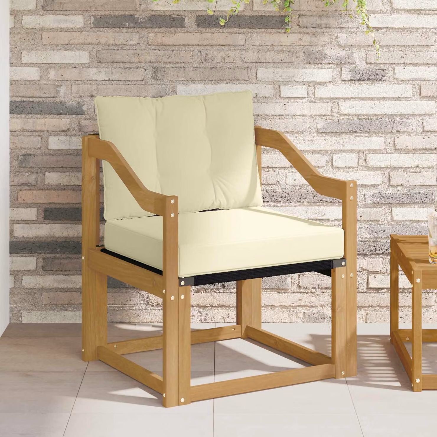 vidaXL Divano da esterno moderno in legno di acacia massello con cuscini bianco e beige