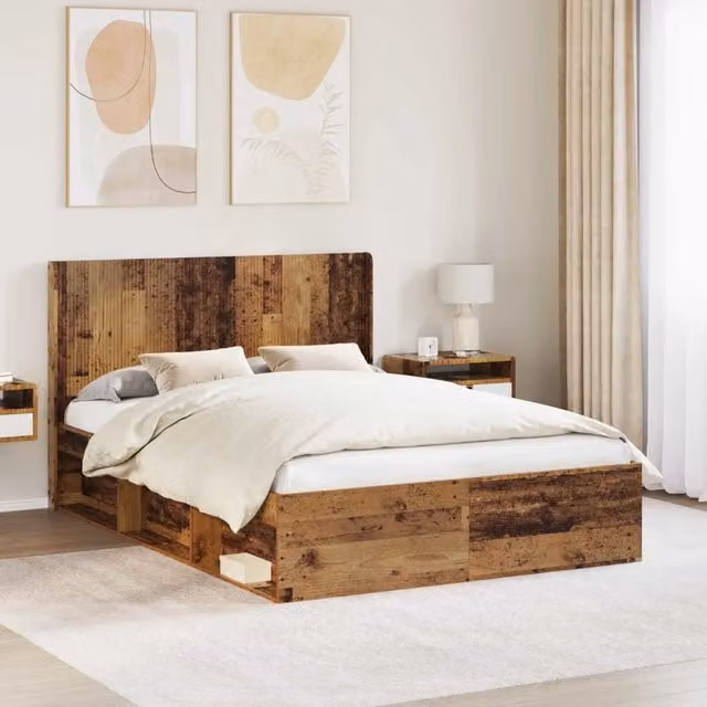 Struttura del letto con stoccaggio e testata Legno antico 3413875