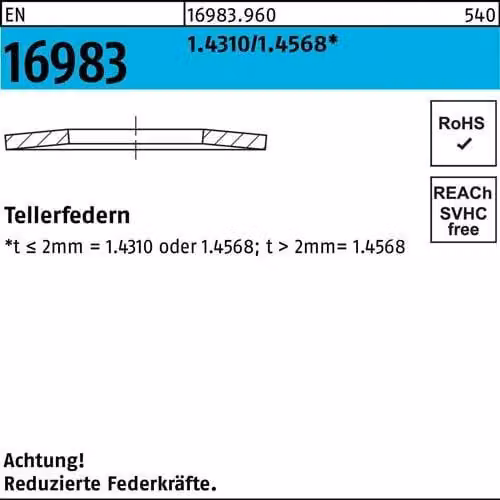 Molle a tazza Reyher EN 16983 18x9.2x0.7 169839600180907 (200 pezzi)