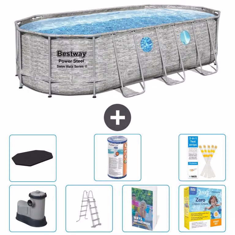 Bestway Power Steel, piscina ovale - 549x274x122 cm - composta da 6 parti, modello S572