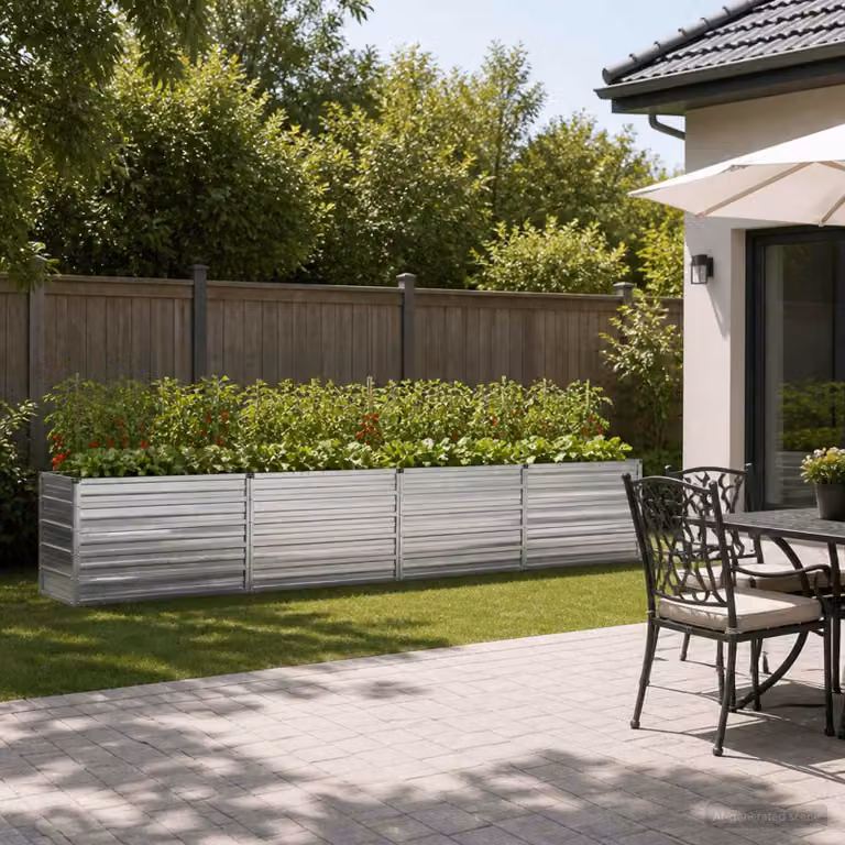 Letto rialzato da giardino vidaXL in acciaio zincato Argento L: 320 cm, P: 40 cm, H: 55 cm