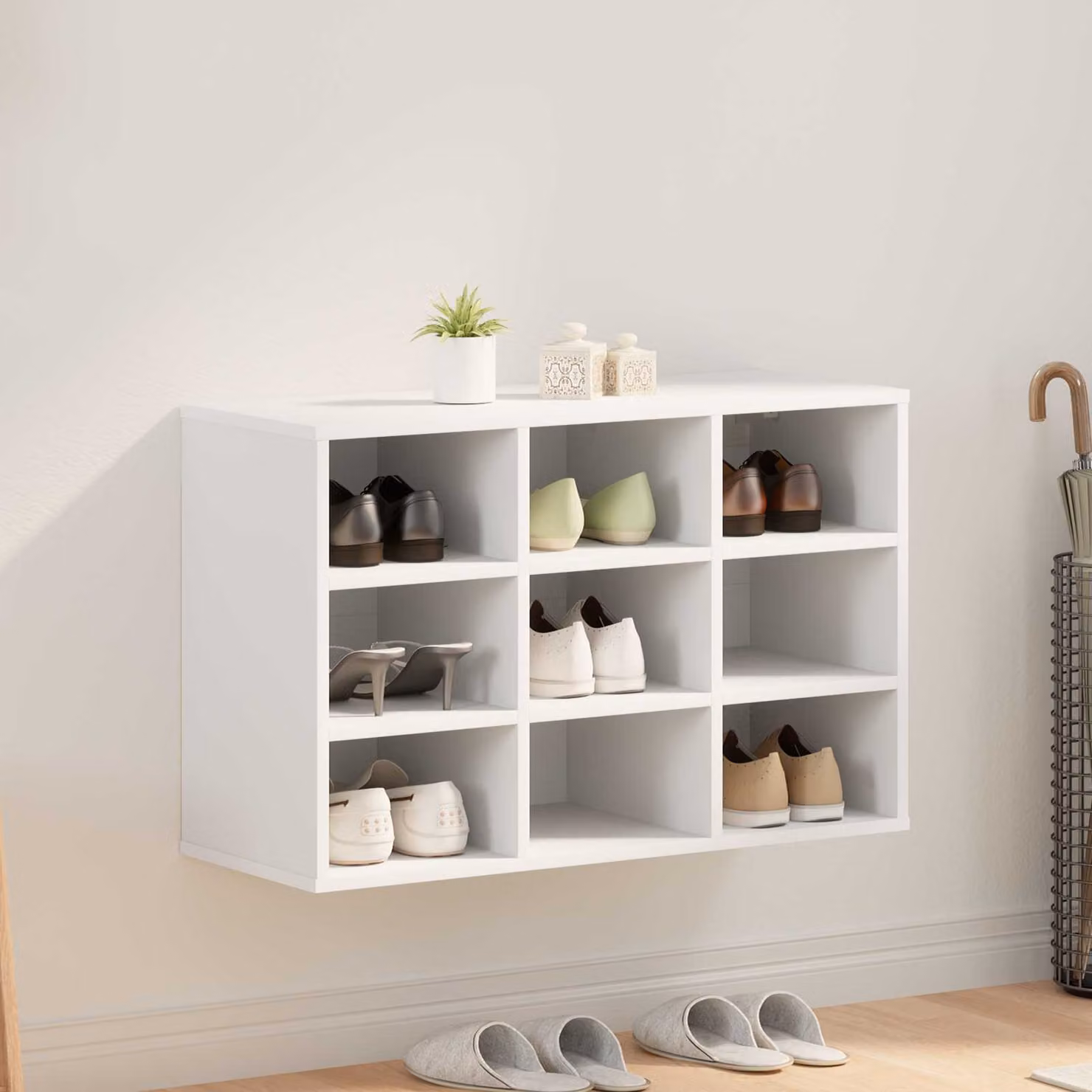 Scarpiera moderna vidaXL in legno ingegnerizzato bianco con ripiani piatti L: 77,5 cm, P: 30 cm, H: 51 cm