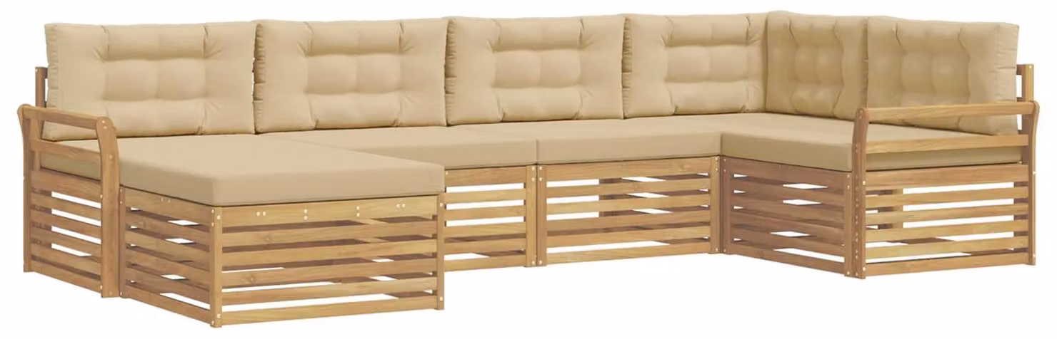 Set di divani da esterno, 6 pezzi, colore beige, dimensioni 329 x 170,5 x 73 cm