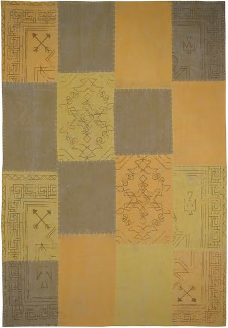 Tappeto Lyrical in cotone stile vintage patchwork blu