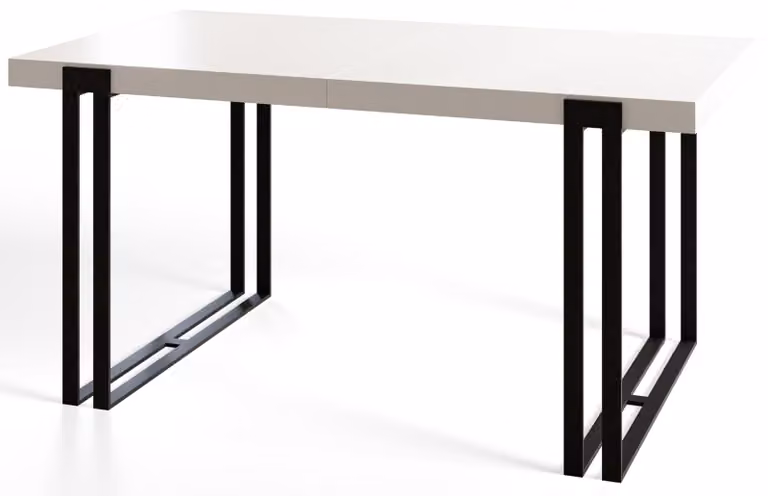 Tavolo da pranzo rettangolare allungabile rosa, tavolo da salotto moderno 160-260 x 90 x 77 cm, bianco con gambe in metallo nero