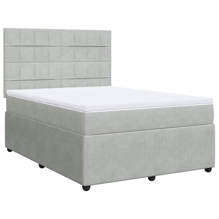 Giroletto a Molle con Materasso Grigio Chiaro 140x190cm Velluto