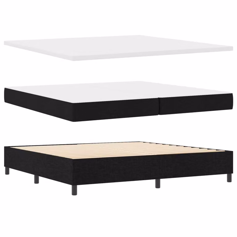 Letto a molle con materasso e illuminazione LED vidaXL, colore nero, rivestimento in tessuto, L/P: 200 x 200 cm