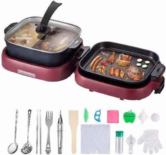 Padella elettrica 2 in 1 da 2000 W con rivestimento antiaderente