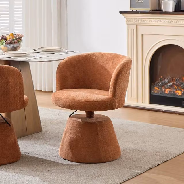 Sgabello da Bar MINIMAL Girevole 360 gradi in Velluto Terracotta con Seduta Imbottita e Struttura in Metallo