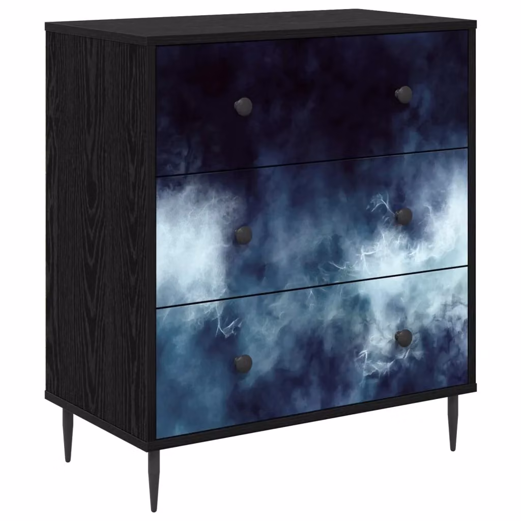 Cassettiera RAALTE vidaXL con stampa marmo blu e nero, design moderno in MDF e metallo, L: 66 cm, P: 36,5 cm, H: 76 cm – 2