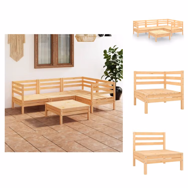 vidaXL Set di 5 pezzi da giardino in pino massiccio - Set di mobili da giardino
