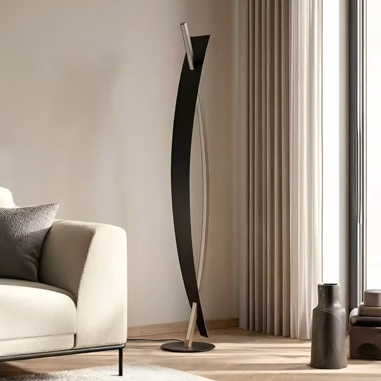 Lampada da terra a LED Marija Lucande, dimmerabile, Nero, Soggiorno / Sala da pranzo, Metallo, Moderno, Lampada LED da terra
