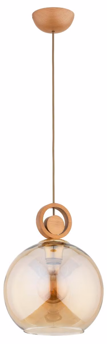 Lampada a sospensione SARA in legno chiaro e ambra, 1xE27x15W, legno, dimensioni: 105x25x25 cm, IP20, Alfa