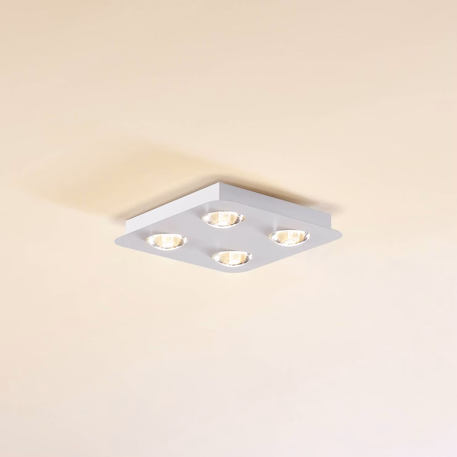 Plafoniera soffitto Jyla Lindby, dimmerabile, Bianco / Opale, Corridoio, Metallo, Moderno, Plafoniera
