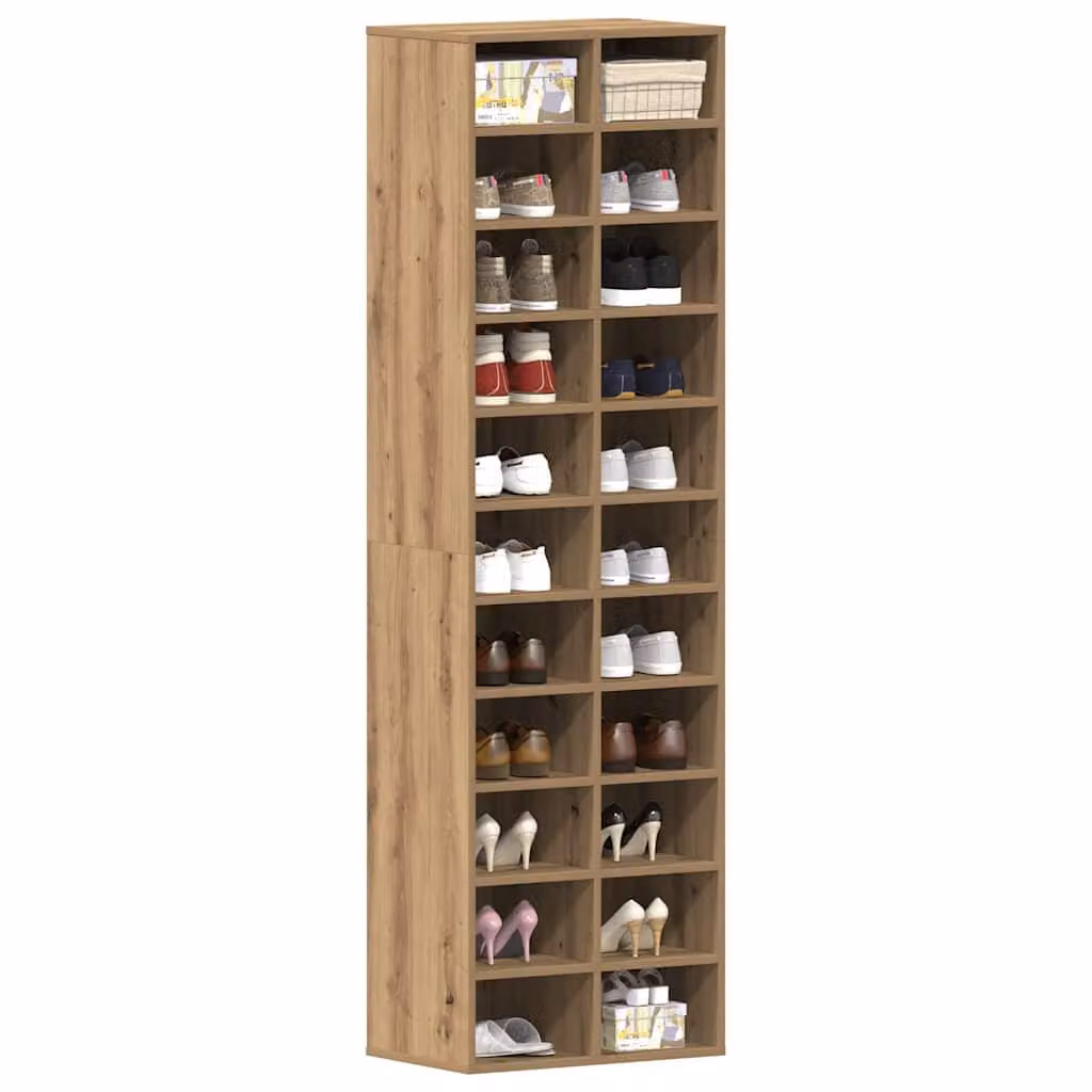 Scarpiera moderna vidaXL in legno rovere marrone con ante a battente e ripiani, L/P/H: 54 x 34 x 183 cm – 1